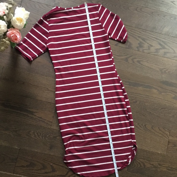 Capella Striped Burgundy Bodycon Dress - Picture 7 of 8